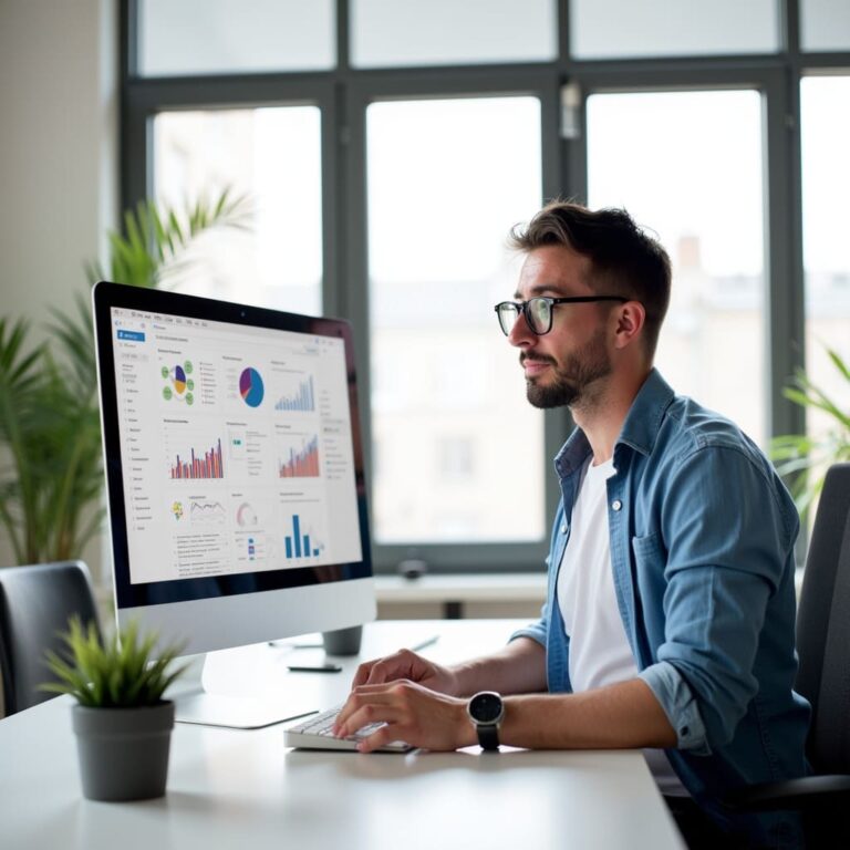 Florian Lebas analysant le référencement SEO d'un site internet